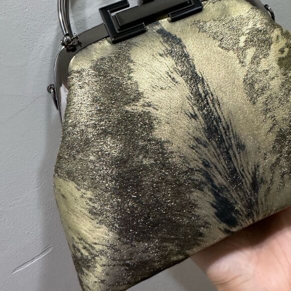 Handmade Gold Metallic Natural Hair-On Calfskin Top Handle Bag/Multi Way Use - Picture 14 of 16